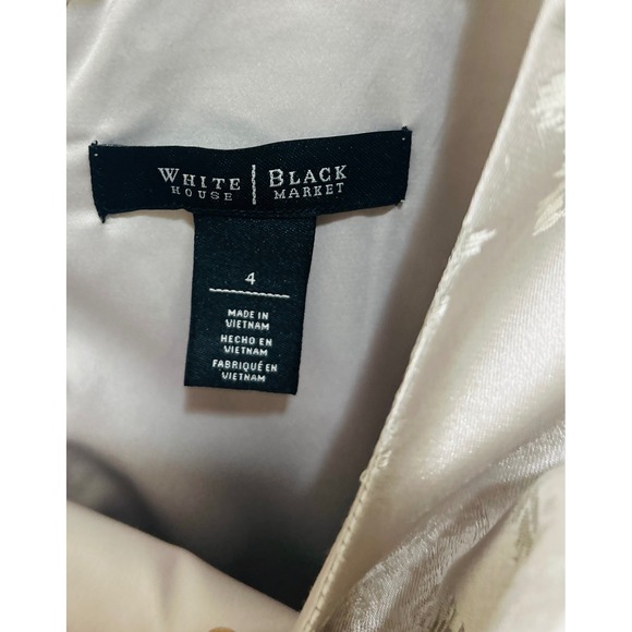 White‎ House Black Market Brocade Sleeveless Dress Silver Metallic Floral Size 4 - Picture 5 of 8